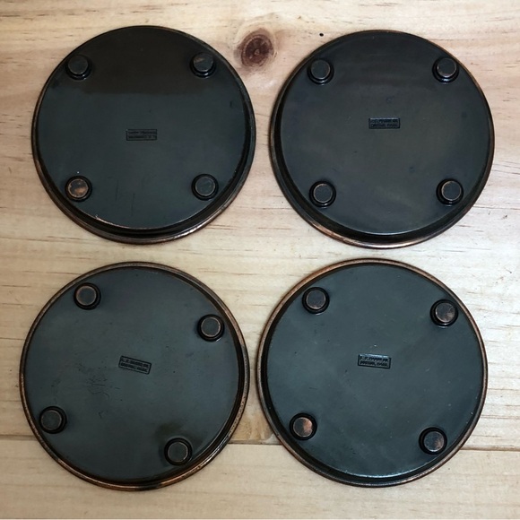 Vintage Mid-Century Japanned Monogram D Coaster Set - Picture 4 of 6